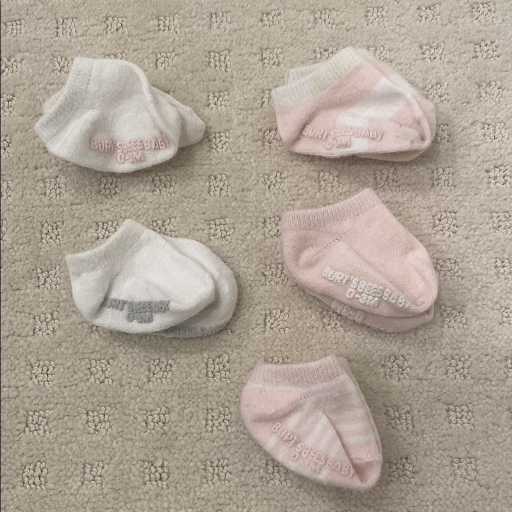 Baby Socks Set - White and Pink Burt’s Bees